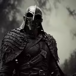 a man dressed in medieval armor with his hands on his hips