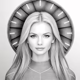an image of a woman with a clock on her head