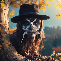 a man in a top hat and skeleton makeup