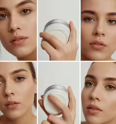 six steps of a woman with her hands on her face