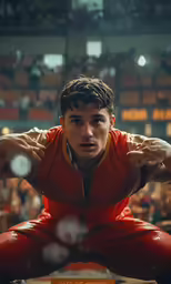 a man is getting ready to fight on a wrestling ring