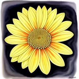 a very pretty sunflower painted in black and yellow