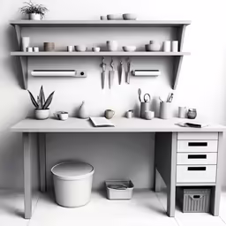 white table with potted plants on top