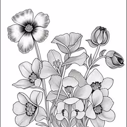 flower drawings for a flower coloring pages,some flowers and a black and white photo