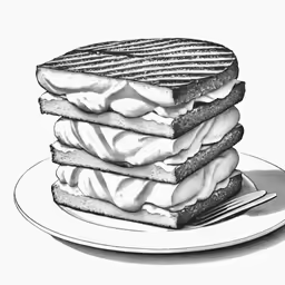 three pancakes are stacked on a plate with a fork