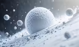 an abstract photo of some balls and bubbles