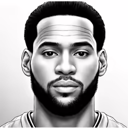 the portrait of an african american man is drawn