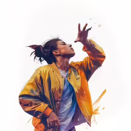 a woman is making the peace sign with her hands