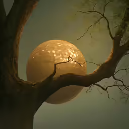 there is a large golf ball on top of a tree
