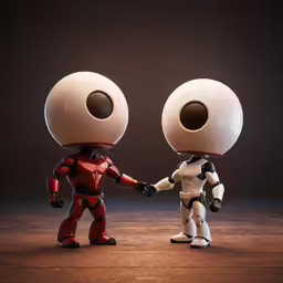 a couple of robots shaking hands next to each other