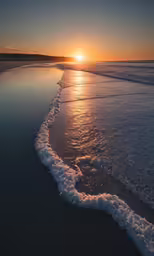 a long shot of the sunset at a beach