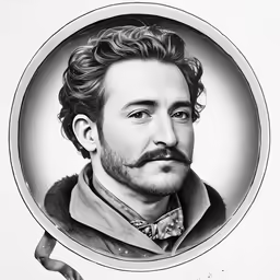 a drawing of a man in a circle