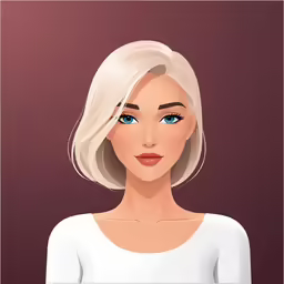 the animated woman is staring at the camera