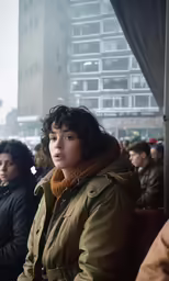 people sit on a train during the day