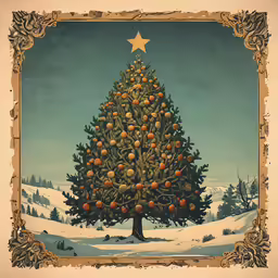 a christmas tree with an abundance of apples on it