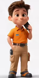 the character from incredible wall - e is wearing a yellow shirt