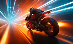 a person is riding their motorcycle on a city street