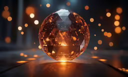 an orange sphere on a reflective surface