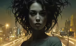 a woman standing on top of a city street