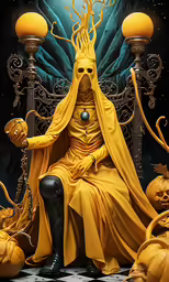 there is an illustration of a wizard in a chair