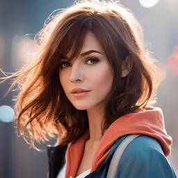 a woman with an intense look standing on the street