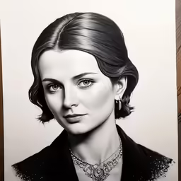 the queen of scotland drawing is displayed on a table