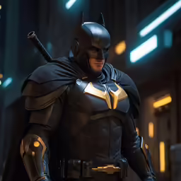a man dressed as batman with a bat on his shoulder