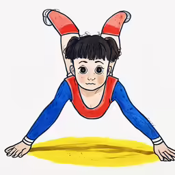 a person with two ears and eyes doing a yoga pose