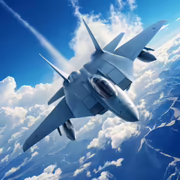 the military jet is flying through the air