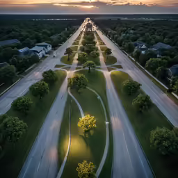 an intersection with the sun going down