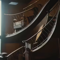 two balconies are on the side of a building