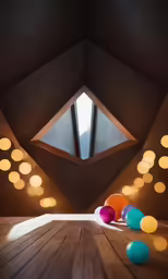 various colored balls on top of a wooden floor