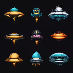 a group of different alien aliens in a black background