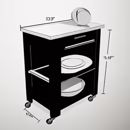the black and white drawing shows the open oven