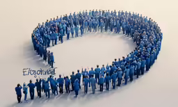a group of men standing in the shape of a circle with an inscription on it