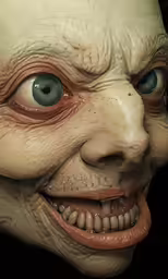 a mask with eyes, eyebrows, and mouth has no teeth
