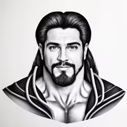 a man in an avatar in black and white