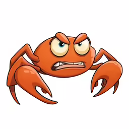 a cartoon crab with angry eyes on white background