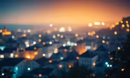 the lights of a city are brightly lit up