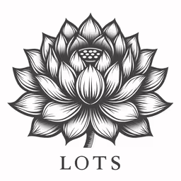 the lotus flower with its petals open in front of a white background,lotus flower logo design in white and black
