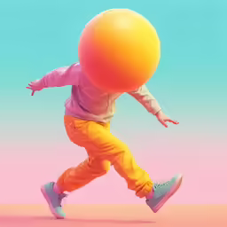 a person jumping with a ball over their head