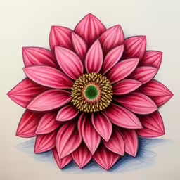 a drawing of a large, pink flower with large petals,a drawing of a pink flower is seen