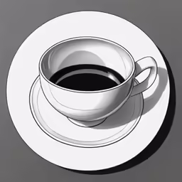 a drawing of a coffee cup on a white plate