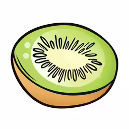 a cartoon kiwi sliced open and sitting on top of each other