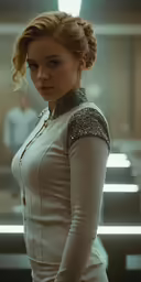 woman in white dress standing in building area