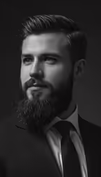 the man is posing for a portrait wearing a suit