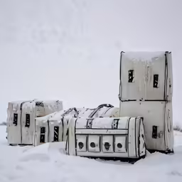 a group of appliances that are all in the snow