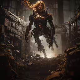 a woman standing in a futuristic area