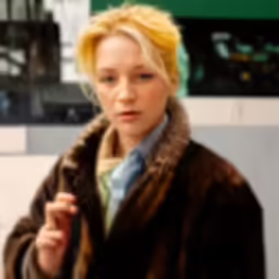 a woman holding an umbrella with a man and a bus