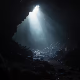 a light that is coming out of the dark